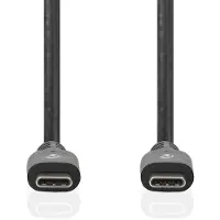 Nedis Câble USB - USB 3.2 Gen 2 - Connecteur USB-C - Connecteur USB-C - 100 W - 4K@60Hz - 10 Gbps - Plaqué or - 2,00 m - Rond - PVC - Noir - Emballage