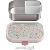 Mepal Boîte à sandwich Campus en acier inoxydable avec fourchette, Lunch box, Multicolore, Rose