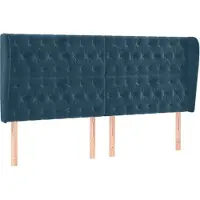 vidaXL Tête de lit avec oreilles bleu foncé 183x23x118/128 cm velours
