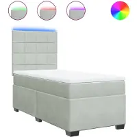 vidaXL Lit boxspring avec matelas gris clair 90x190 cm velours