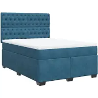 vidaXL Lit boxspring avec matelas bleu 140x190 cm velours
