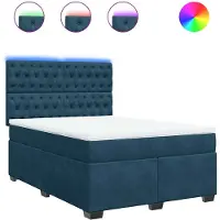 vidaXL Lit boxspring avec matelas bleu 140x190 cm velours