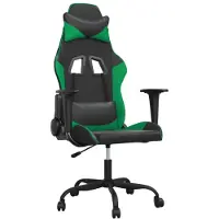vidaXL Chaise gaming avec fonction massage, similicuir noir et vert