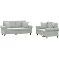 vidaXL Ensemble de canapés 2 pièces avec coussins gris clair velours