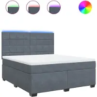 vidaXL Lit boxspring avec matelas gris foncé 180x200 cm velours