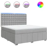 vidaXL Lit boxspring avec matelas gris clair 180x200 cm Tissu