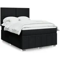 vidaXL Lit boxspring avec matelas noir 140x200 cm Tissu