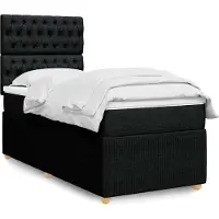vidaXL Lit boxspring avec matelas noir 90x200 cm Tissu