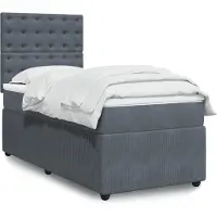 vidaXL Lit boxspring avec matelas gris foncé 80x200 cm velours