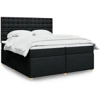 vidaXL Lit boxspring avec matelas noir 200x200 cm tissu