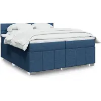 vidaXL Lit boxspring avec matelas bleu 200x200 cm Tissu