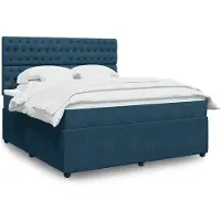 vidaXL Lit boxspring avec matelas bleu foncé 180x200 cm velours