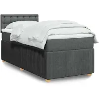 vidaXL Lit boxspring avec matelas gris foncé 90x190 cm Tissu