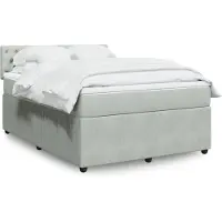 vidaXL Lit boxspring avec matelas gris clair 140x200 cm velours