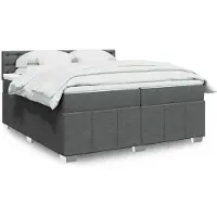 vidaXL Lit boxspring avec matelas gris foncé 200x200 cm Tissu
