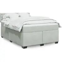 vidaXL Lit boxspring avec matelas gris clair 140x200 cm velours
