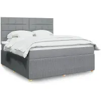 vidaXL Lit boxspring avec matelas gris clair 180x200 cm Tissu