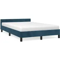 DKD Home Decor Sommier avec tête de lit bleu foncé 120x190 cm velours