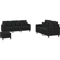 vidaXL ensemble de canapés 3 pièces avec coussins Noir velours