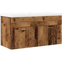 vidaXL Armoire sous lavabo avec vasque encastrée aspect bois ancien