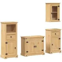 vidaXL Ensemble de meubles de salle de bain 4 pièces CoronaPin massif