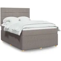 vidaXL Lit boxspring avec matelas Taupe 140x200 cm Tissu