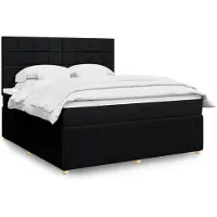 vidaXL Lit boxspring avec matelas noir 180x200 cm Tissu