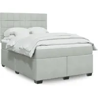 vidaXL Lit boxspring avec matelas gris clair 160x200 cm velours