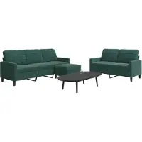 vidaXL Ensemble de canapés 3 pièces avec coussins vert foncé velours