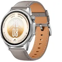 Huawei Montre connectée Watch GT 7 46 mm Bluetooth acier inoxydable argent avec bracelet en cuir composite Gris