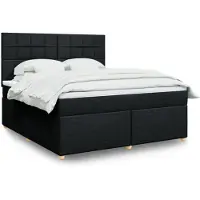 vidaXL Lit boxspring avec matelas noir 180x200 cm Tissu