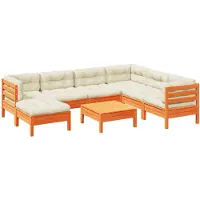 vidaXL Ensemble de 8 canapés de jardin avec coussins Pin brun ciré