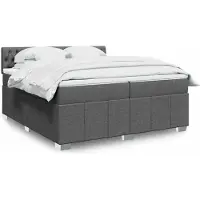 vidaXL Lit boxspring avec matelas gris foncé 200x200 cm Tissu