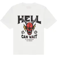 Netflix Hommes, T-shirt, Stranger Things - Hell Can Wait, Blanc, (M)