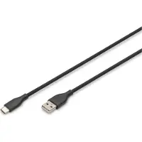 Digitus AK-300340-020-S USB 2.0 kabel Typ C -A Silikon St/St 2m schwarz