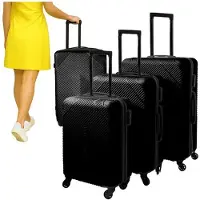 Trizand Ensemble de trois valises de voyage, capacité de 39/70/99 litres, couleur noire