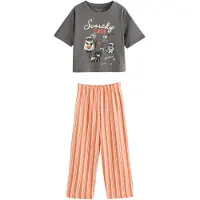 Next Pyjama 'Halloween' gris foncé / orange foncé / noir / blanc cassé