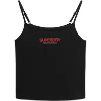 Superdry pour femme. W6011836A T-shirt avec logo Sportswear, noir (XS), Casuel, Coton, Sans manches / bretelles