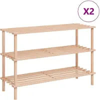 vidaXL Range-chaussures à 3 étagères 2 pcs Bois de sapin solide