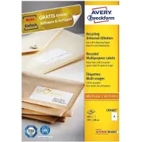 Avery Zweckform Etiquettes , pour imprimante type jet d'encre/laser, rectangulaires, durables, format A4, papier, blanc naturel, 400 étiquettes, L 148 x H 105 mm