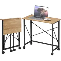 HOMCOM Bureau pliant : petit bureau pliant de 80 cm avec roulettes