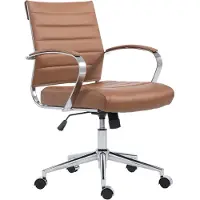 CLP Chaise de bureau Oakland - Similicuir - Marron clair