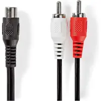 Nedis Câble Subwoofer 2x RCA Mâles - RCA Femelle 0,2 m Noir