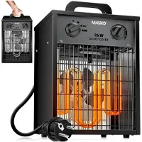 MASKO : Radiateur électrique, ventilateur de chauffage, chauffage de chantier avec thermostat intégré, appareil de chauffage