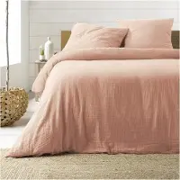 Douceur d'intérieur Parure de lit - - ANGELIA - Gaze de coton - 240 x 220 cm - Rose
