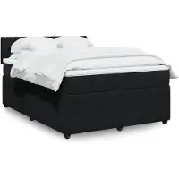 vidaXL Lit boxspring avec matelas noir 140x200 cm velours
