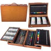VERK 18234 Grand coffret de peinture en bois, 174 pièces
