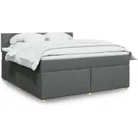 vidaXL Lit boxspring avec matelas gris foncé 180x200 cm Tissu