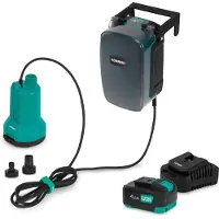 Vonroc Pompe submersible sans fil 20V - 90 W - 4500 l/h - 0,8 bar - eaux propres | batterie 4,0 Ah et chargeur inclus