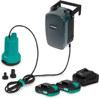 Vonroc Pompe submersible sans fil 20V - 90 W - 4500 l/h - 0,8 bar - eaux propres | 2 batteries 2,0 Ah et chargeur inclus